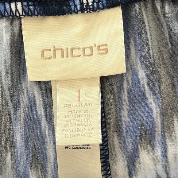 Chico's Blue and White Patterned Wide-Leg Pants - Picture 2 of 6